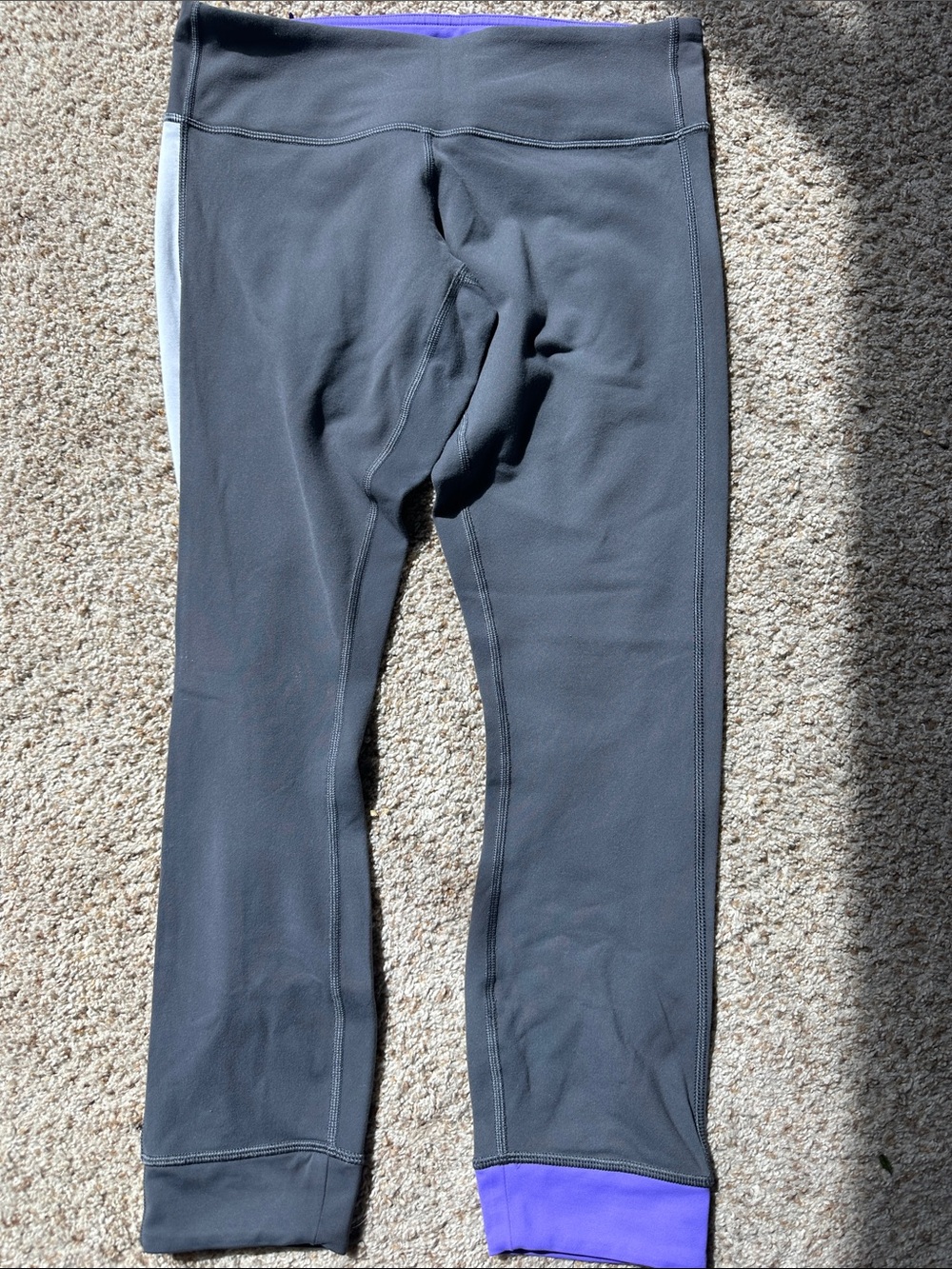 Grey Active Leggings with Purple Cuff